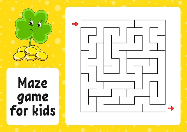 Maze game for kids Funny labyrinth Activity worksheet Puzzle for children cartoon style Logical conundrum