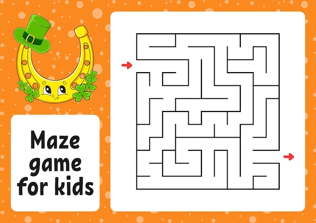 Maze game for kids Funny labyrinth Activity worksheet Puzzle for children cartoon style Logical conundrum