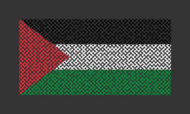 Vector maze pattern palestine flag on the black background for backdrop decoration