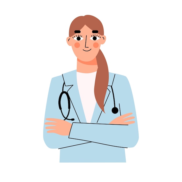 Mbti concept. Defender character. Female doctor. Flat vector illustration