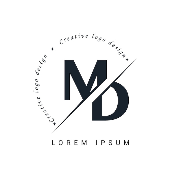 MD Letter Logo Design with a Creative Cut Creative logo design