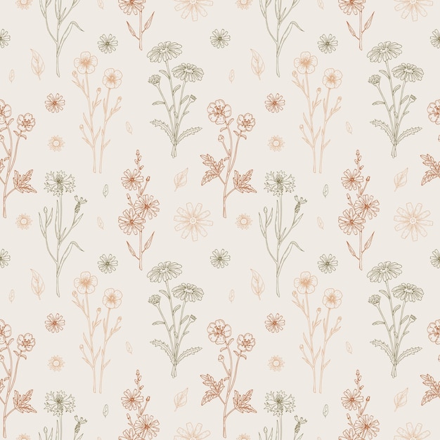 Meadow flowers seamless pattern