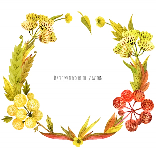 Meadow wild plants wreath