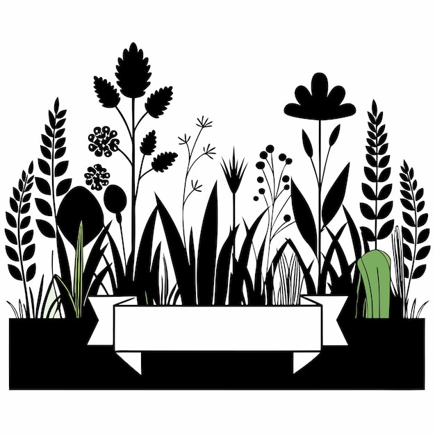 Meadow with grass plants on plain logo design vector illustration