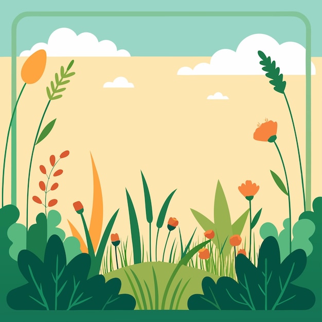 Meadow with grass plants on plain logo design vector illustration