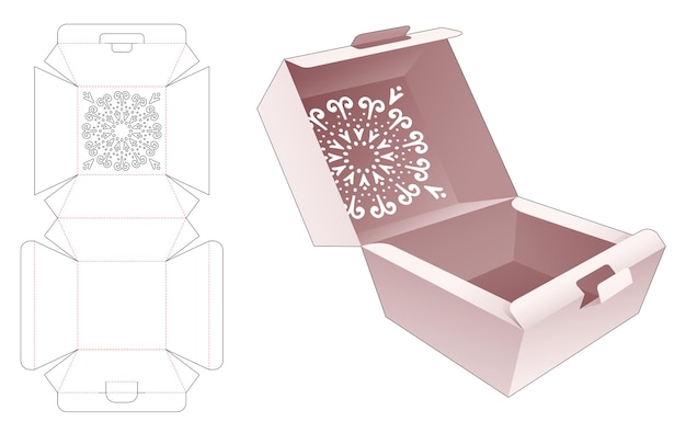 Meal flip box with mandala stencil on flip die cut template