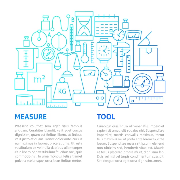 Measurement Line Template Vector Illustration of Outline Design