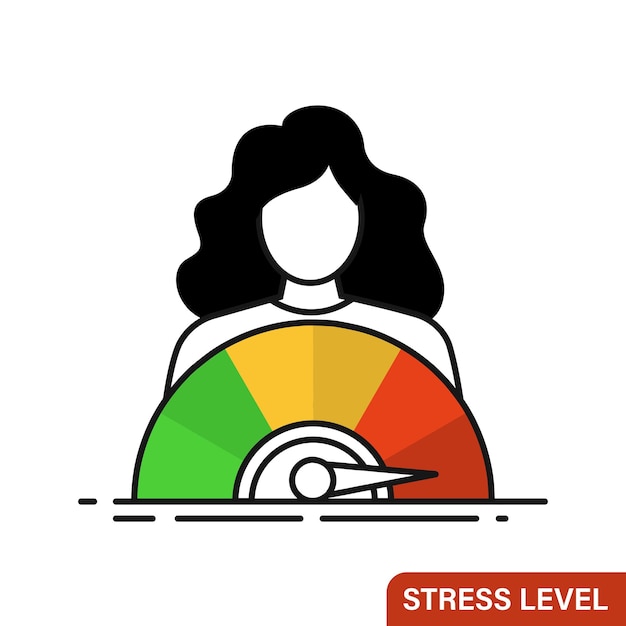 Measuring the level of stress Icon with girl and indicator