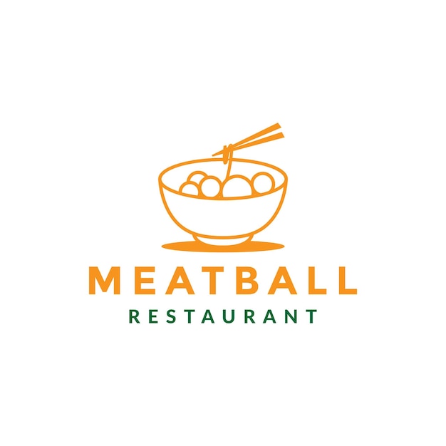 Meat ball with bowl simple line logo symbol icon vector graphic design illustration idea creative