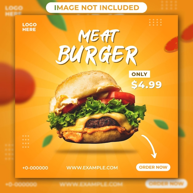 Meat Burger Social Media Post or Flyer