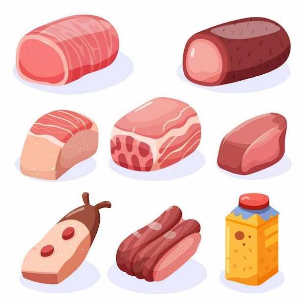 Meat design vector illustration set