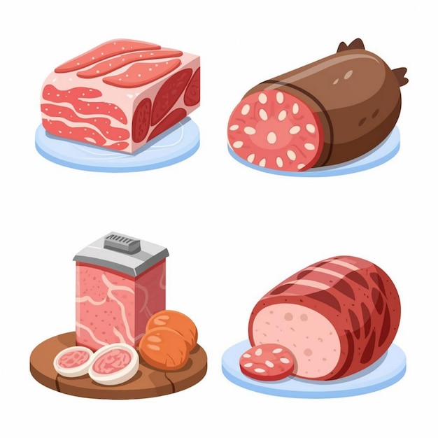 Meat design vector illustration set