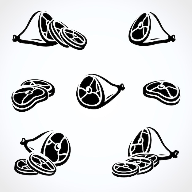 Meat food set Collection icon meat Vector