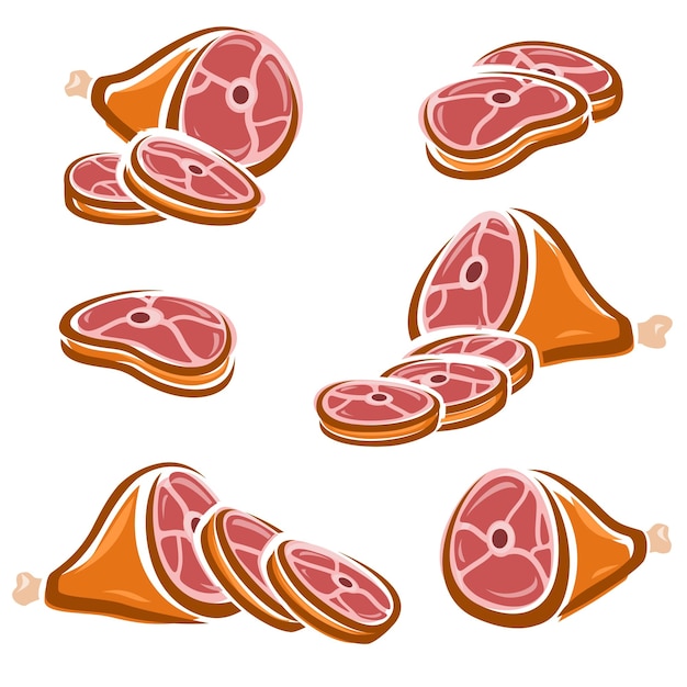 Meat food set. Collection icon meat. Vector