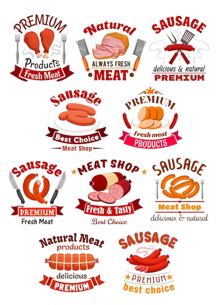 Meat product icon Pork ham and sausage