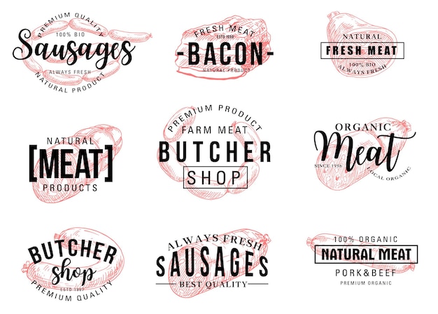 Vector meat products butcher shop lettering