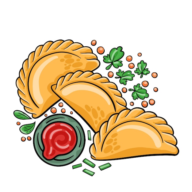 Meat roasted Typical Spanish empanadas Vector illustration