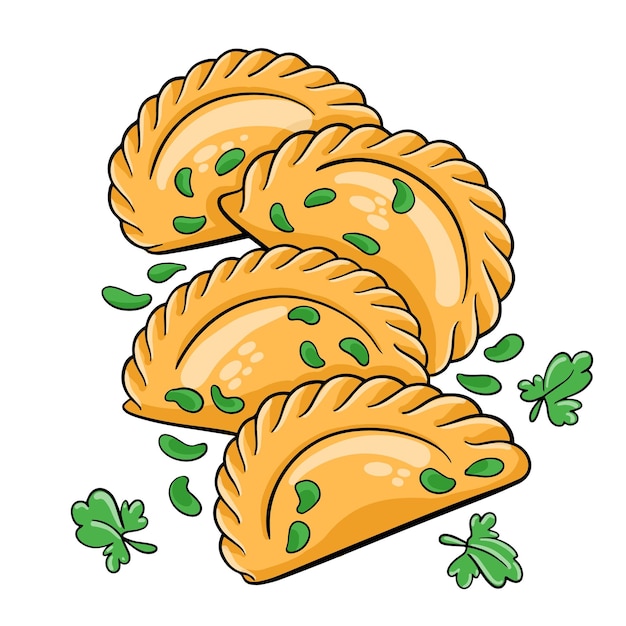 Meat roasted Typical Spanish empanadas Vector illustration