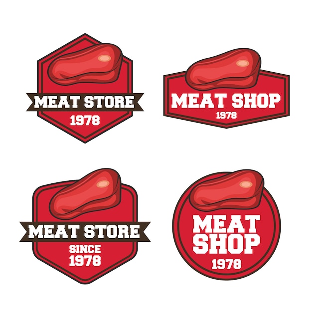 Meat shop logo set vector template