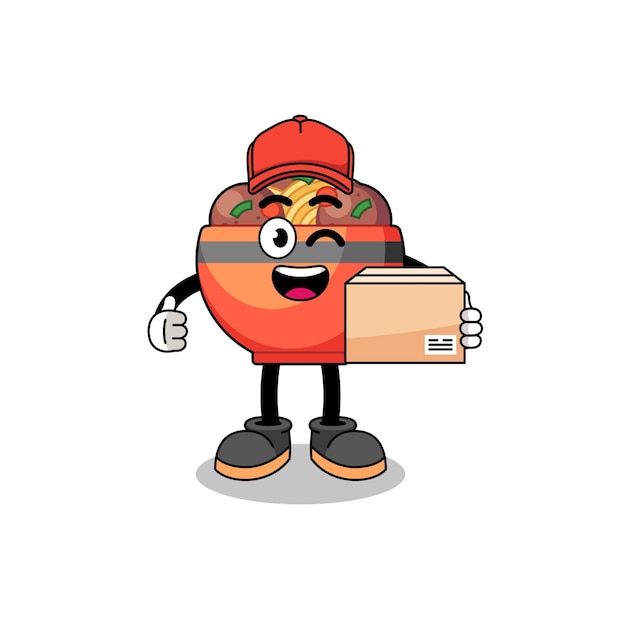 Vector meatball bowl mascot cartoon as an courier