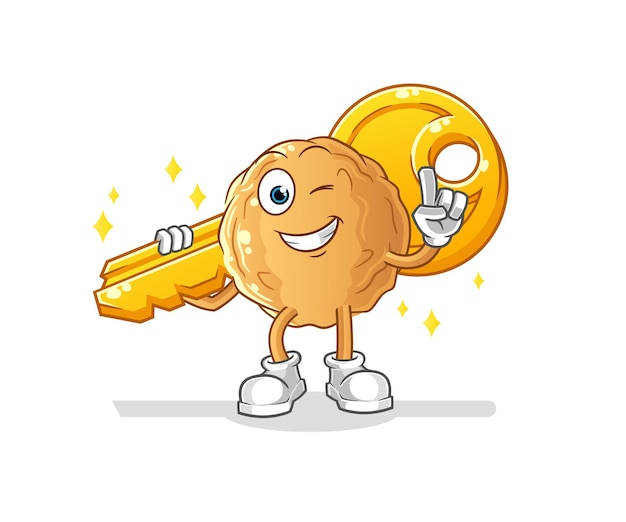 The meatball carry the key mascot. cartoon vector