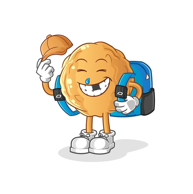 The meatball goes to school vector. cartoon character