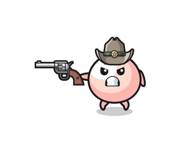 The meatbun cowboy shooting with a gun , cute design