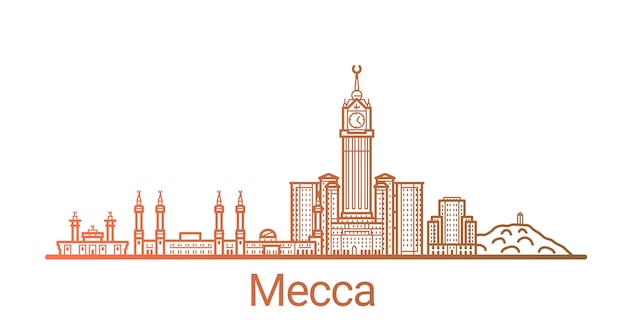 Mecca city colored gradient line