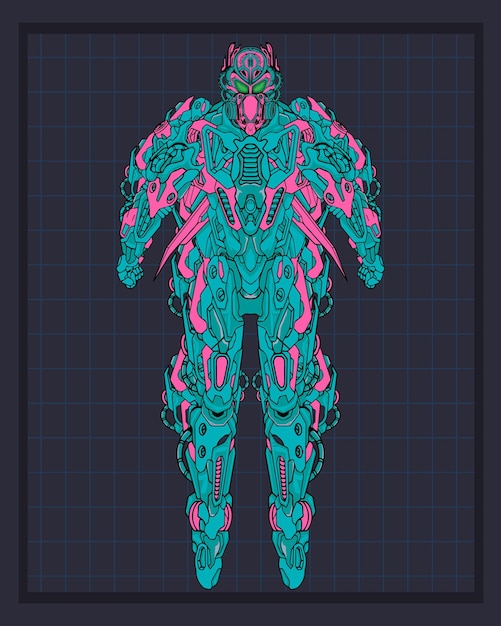 Mecha body robot illustration this is an ideal vector illustration for mascots and tattoos or Tshirt graphics