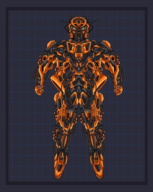 Mecha body robot illustration this is an ideal vector illustration for mascots and tattoos or Tshirt graphics