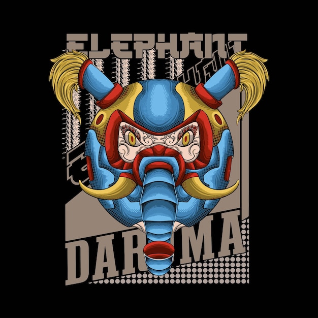 Mecha elephant skull illustration