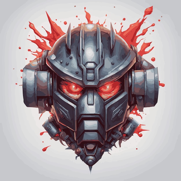 Mecha robot with mask red eyes vector illustration