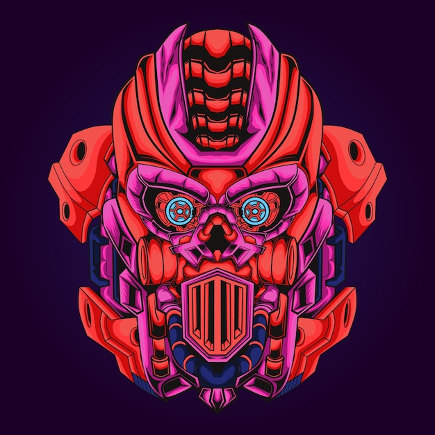 Vector mecha skull head vector illustration