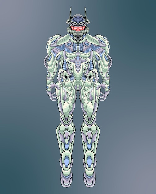 Mecha soldier robot body armor vector illustration