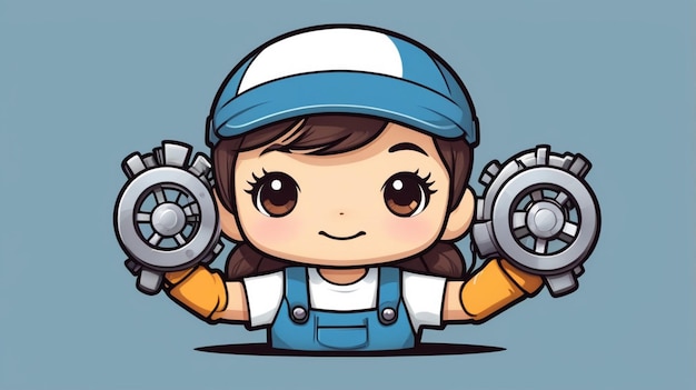 Vector mechanic cartoon vector icon illustration isolated