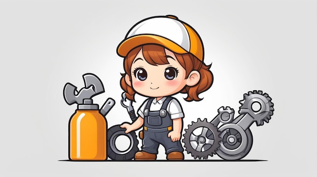 mechanic cartoon vector icon illustration isolated