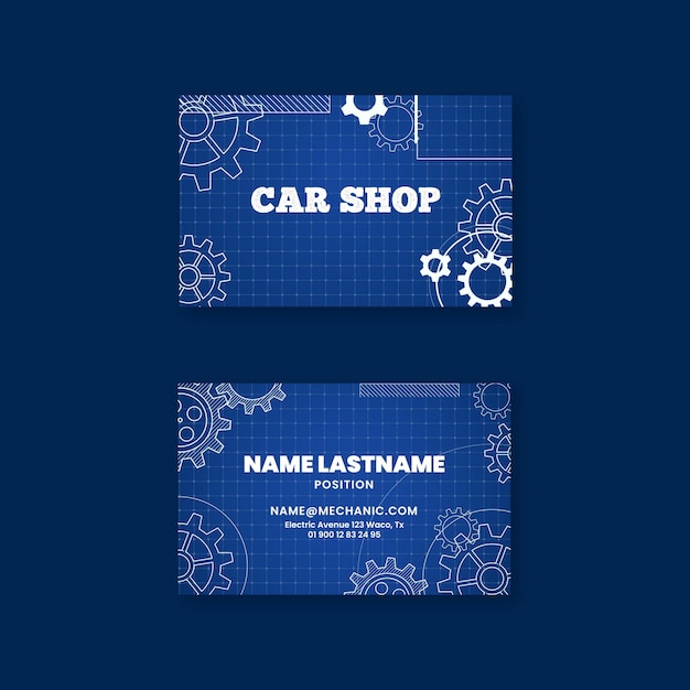 Mechanic double-sided horizontal business card template