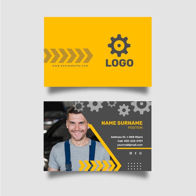 Mechanic horizontal business card