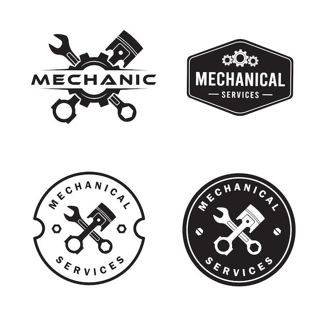 Mechanic logo set, services, engineering, repair