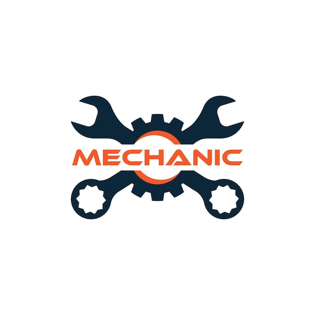 mechanic services auto repair logo design template vector illustration