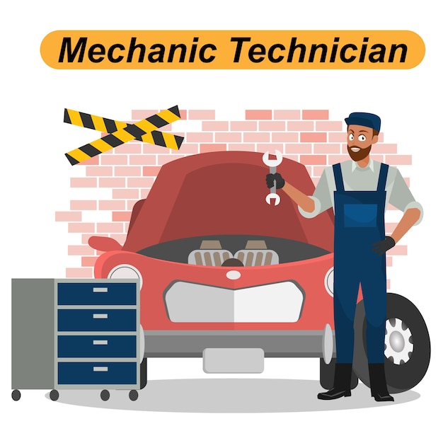 Mechanic Technician cartoon set workers Group of industrial people characters