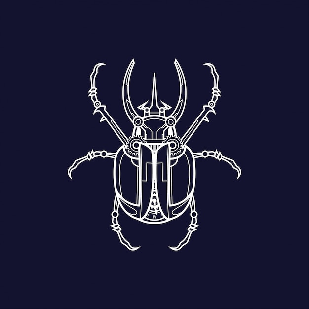 mechanical beetle illustration, tattoo and tshirt design