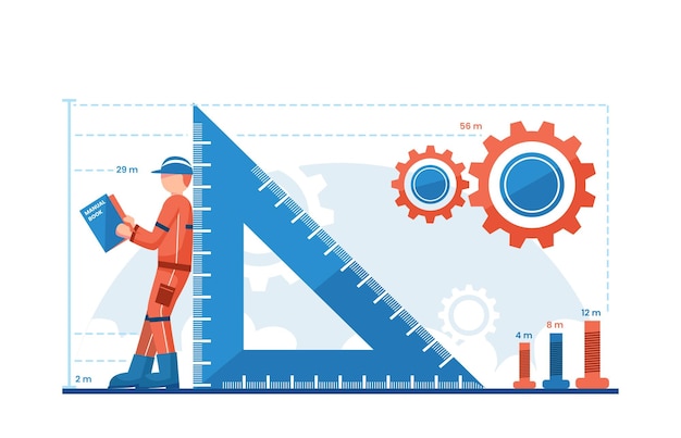 Mechanical engineering character flat illustration