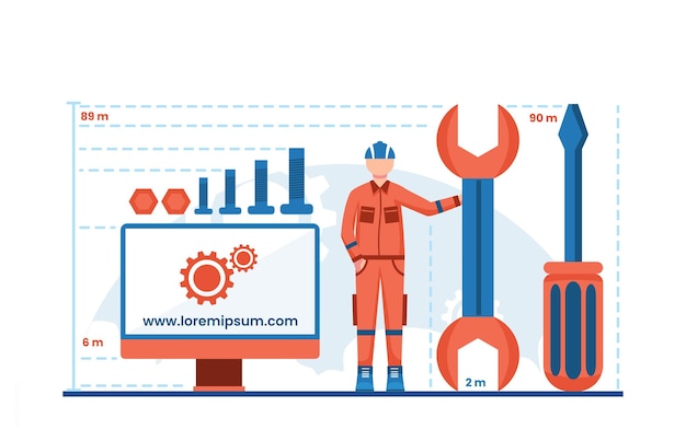 Mechanical engineering character flat illustration