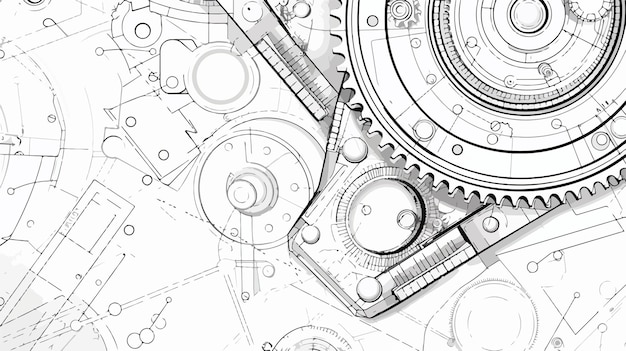 Vector a mechanical mechanism with the gears and gears on the white background