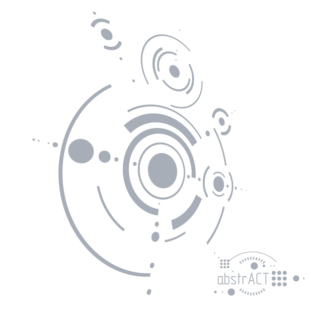 Mechanical scheme, vector engineering drawing with circles and geometric parts of mechanism. Technical plan can be used in web design and as wallpaper or background.