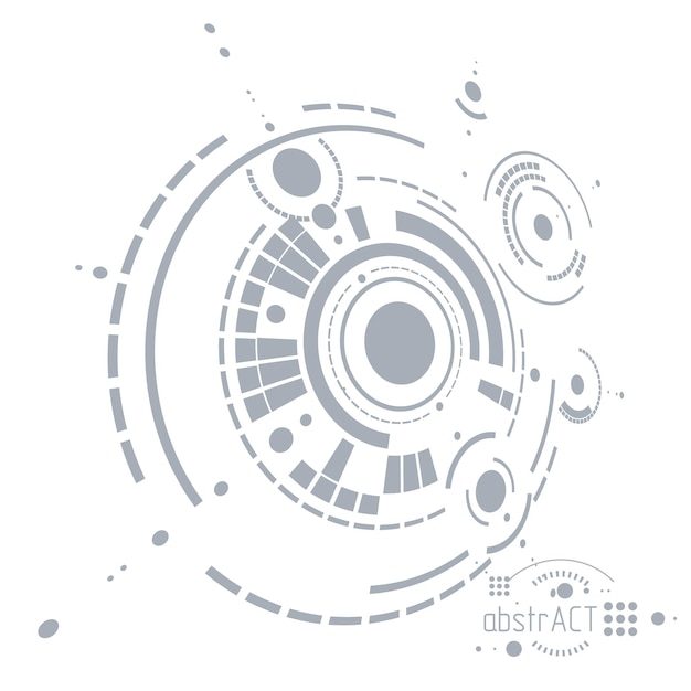 Mechanical scheme, vector engineering drawing with circles and geometric parts of mechanism. Technical plan can be used in web design and as wallpaper or background.