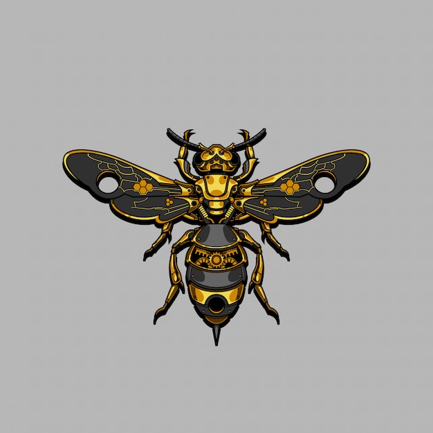 mechanical steampunk bee illustration