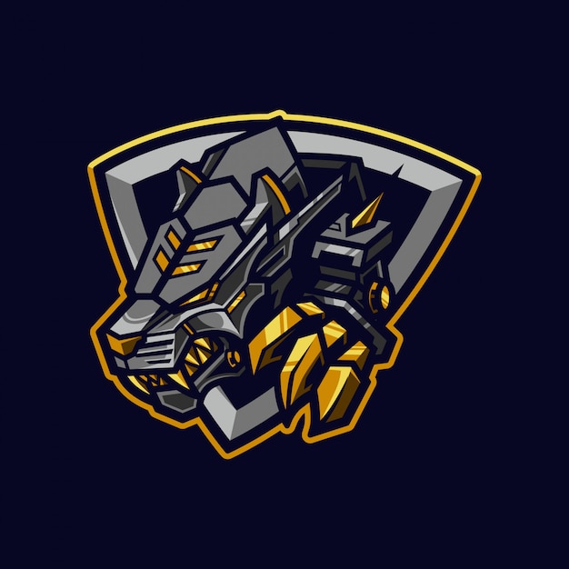 mechanical tiger esport mascot logo and illustration