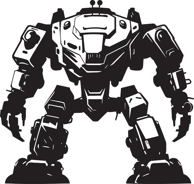 Mechanical Vanguard Black Icon Design Combat Cyborg War Robot Logo Icon